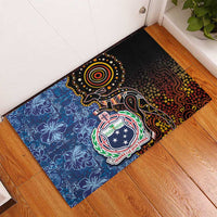 Samoa and Australia Together Rubber Doormat Kangaroo and Tribal Hibiscus Aboriginal Pattern
