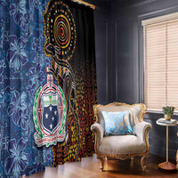 Samoa and Australia Together Window Curtain Kangaroo and Tribal Hibiscus Aboriginal Pattern