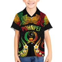 Personalised Pohnpei Independence Day Family Matching Puletasi and Hawaiian Shirt Polynesian Tattoo and Plumeria Reggae Color