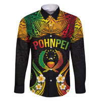 Personalised Pohnpei Independence Day Family Matching Short Sleeve Bodycon Dress and Hawaiian Shirt Polynesian Tattoo and Plumeria Reggae Color