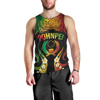 Personalised Pohnpei Independence Day Men Tank Top Polynesian Tattoo and Plumeria Reggae Color