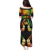 Personalised Pohnpei Independence Day Puletasi Polynesian Tattoo and Plumeria Reggae Color