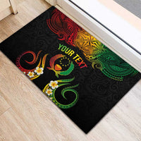 Personalised Pohnpei Independence Day Rubber Doormat Polynesian Tattoo and Plumeria Reggae Color