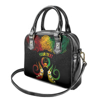 Personalised Pohnpei Independence Day Shoulder Handbag Polynesian Tattoo and Plumeria Reggae Color