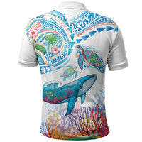 Hawaiian Turtles and Whales Polo Shirt Polynesian Tropical Tattoo Ocean Style LT03 - Polynesian Pride