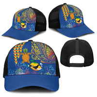 Hawaii Ocean Baseball Net Cap Pineapple Turtle and Mango Reef Triggerfish and Kakau Tattoo LT03 - Polynesian Pride