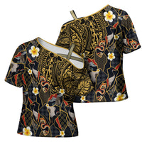 Hawaiian and Japanese Cross Shoulder Shirt Polynesian Tattoo with Japanese Culture Kintsugi Style LT03 - Polynesian Pride