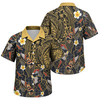 Hawaiian and Japanese Family Matching Long Sleeve Bodycon Dress and Hawaiian Shirt Polynesian Tattoo with Japanese Culture Kintsugi Style LT03 Son's Shirt Multicolor - Polynesian Pride