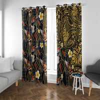 Hawaiian and Japanese Window Curtain Polynesian Tattoo with Japanese Culture Kintsugi Style LT03 With Grommets Multicolor - Polynesian Pride