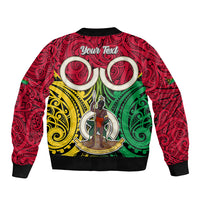 Personalised Vanuatu Bomber Jacket Pig Tusk Mix Maori Pattern and Namele Leaf LT03 - Polynesian Pride