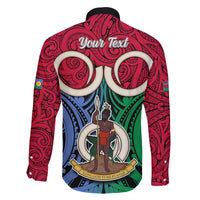 Personalised Vanuatu Shefa Province Family Matching Off Shoulder Long Sleeve Dress and Hawaiian Shirt Pig Tusk Mix Maori Pattern and Namele Leaf LT03 - Polynesian Pride