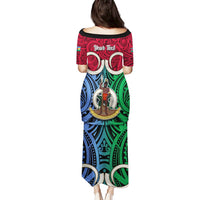 Personalised Vanuatu Shefa Province Puletasi Pig Tusk Mix Maori Pattern and Namele Leaf LT03 - Polynesian Pride