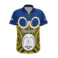 Vanuatu Torba Province Hawaiian Shirt Pig Tusk Mix Maori Pattern and Namele Leaf LT03 Blue - Polynesian Pride