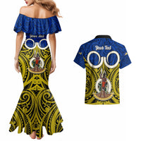 Personalised Vanuatu Torba Province Couples Matching Mermaid Dress and Hawaiian Shirt Pig Tusk Mix Maori Pattern and Namele Leaf LT03 - Polynesian Pride
