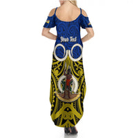 Personalised Vanuatu Torba Province Summer Maxi Dress Pig Tusk Mix Maori Pattern and Namele Leaf LT03 - Polynesian Pride