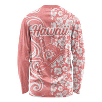 Hawaii Kauai Island Long Sleeve Shirt Hibiscus Pattern Seamless Tribal Simple Pink Pastel LT03 - Polynesian Pride