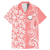 Custom Hawaii Kauai Island Family Matching Mermaid Dress and Hawaiian Shirt Hibiscus Pattern Seamless Tribal Simple Pink Pastel LT03 Dad's Shirt - Short Sleeve Pink - Polynesian Pride