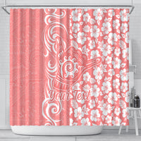 Custom Hawaii Kauai Island Shower Curtain Hibiscus Pattern Seamless Tribal Simple Pink Pastel LT03 - Polynesian Pride