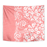 Custom Hawaii Kauai Island Tapestry Hibiscus Pattern Seamless Tribal Simple Pink Pastel LT03 - Polynesian Pride