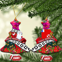Wallis and Futuna Christmas Ceramic Ornament Santa Claus Holding Coat of Arms Polynesian Xmas Style LT03 Christmas Tree Red - Polynesian Pride