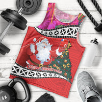 Wallis and Futuna Christmas Men Tank Top Santa Claus Holding Coat of Arms Polynesian Xmas Style LT03 - Polynesian Pride