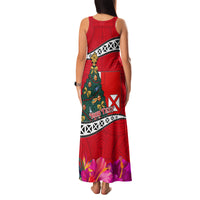 Custom Wallis and Futuna Christmas Family Matching Tank Maxi Dress and Hawaiian Shirt Santa Claus Holding Coat of Arms Polynesian Xmas Style LT03 - Polynesian Pride