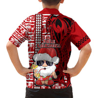 Mele Kalikimaka Hawaii Christmas Kid Hawaiian Shirt Santa Claus Kakau Tribal Mix Polynesia Tattoo LT03 - Polynesian Pride
