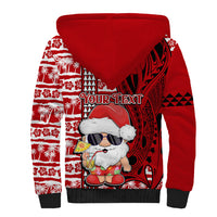 Custom Mele Kalikimaka Hawaii Christmas Sherpa Hoodie Santa Claus Kakau Tribal Mix Polynesia Tattoo LT03 - Polynesian Pride