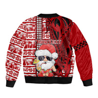 Custom Mele Kalikimaka Hawaii Christmas Sleeve Zip Bomber Jacket Santa Claus Kakau Tribal Mix Polynesia Tattoo LT03 - Polynesian Pride