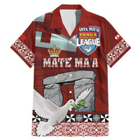 Mate Ma'a Tonga Family Matching Mermaid Dress and Hawaiian Shirt Haamonga a Maui and White Dove - Tongan Kupesi Ngatu LT03 Dad's Shirt - Short Sleeve Red - Polynesian Pride