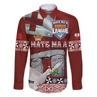 Mate Ma'a Tonga Family Matching Mermaid Dress and Hawaiian Shirt Haamonga a Maui and White Dove - Tongan Kupesi Ngatu LT03 Dad's Shirt - Long Sleeve Red - Polynesian Pride