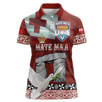 Mate Ma'a Tonga Women Polo Shirt - Ha'amonga a Maui and White Dove - Tongan Kupesi Ngatu LT03 Female Red - Polynesian Pride