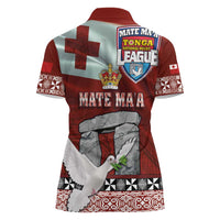 Mate Ma'a Tonga Women Polo Shirt - Ha'amonga a Maui and White Dove - Tongan Kupesi Ngatu LT03 - Polynesian Pride