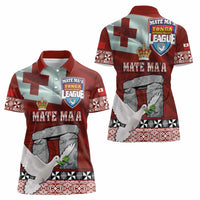 Mate Ma'a Tonga Women Polo Shirt - Ha'amonga a Maui and White Dove - Tongan Kupesi Ngatu LT03 - Polynesian Pride