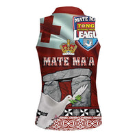 Mate Ma'a Tonga Women Sleeveless Polo Shirt - Ha'amonga a Maui and White Dove - Tongan Kupesi Ngatu LT03 - Polynesian Pride