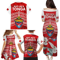 Mate Ma'a Tonga Family Matching Puletasi and Hawaiian Shirt Douple White Dove and Kupesi Ngatu Art Tattoo