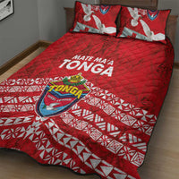 Mate Ma'a Tonga Quilt Bed Set Douple White Dove and Kupesi Ngatu Art Tattoo