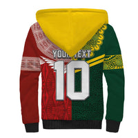 Custom Mate Ma'a Tonga and Australia Kangaroo Sherpa Hoodie Nation Seal with Mascot Aboriginal and Tongan Kupesi Ngatu Art LT03 - Polynesian Pride