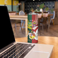 Custom Mate Ma'a Tonga and Australia Kangaroo Skinny Tumbler Nation Seal with Mascot Aboriginal and Tongan Kupesi Ngatu Art LT03 - Polynesian Pride