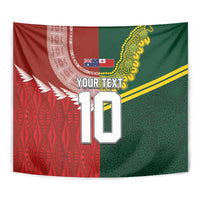 Custom Mate Ma'a Tonga and Australia Kangaroo Tapestry Nation Seal with Mascot Aboriginal and Tongan Kupesi Ngatu Art