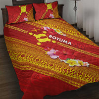 Rotuma Island Quilt Bed Set Fijian Tapa with Polynesian Art and Hibiscus