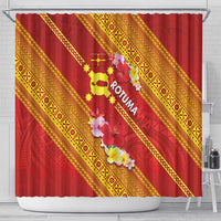 Rotuma Island Shower Curtain Fijian Tapa with Polynesian Art and Hibiscus