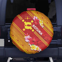 Rotuma Island Spare Tire Cover Fijian Tapa with Polynesian Art and Hibiscus