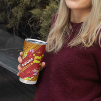 Rotuma Island Tumbler Cup Fijian Tapa with Polynesian Art and Hibiscus