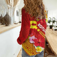 Rotuma Island Women Casual Shirt Fijian Tapa with Polynesian Art and Hibiscus LT03 - Polynesian Pride