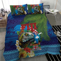 Fiji Iguana-Coat of Arms Bedding Set with Hibiscus and Plumeria Palm Tree Tapa Art