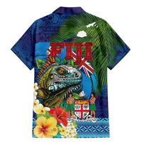 Fiji Iguana-Coat of Arms Family Matching Mermaid Dress and Hawaiian Shirt with Hibiscus and Plumeria Palm Tree Tapa Art