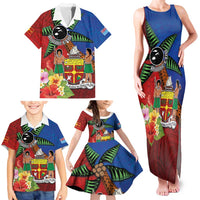 Personalised Fiji and Rotuma Together Family Matching Tank Maxi Dress and Hawaiian Shirt Fjian Masi and Pacific Pattern Mix Culture