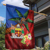 Personalised Fiji and Rotuma Together Garden Flag Fjian Masi and Pacific Pattern Mix Culture