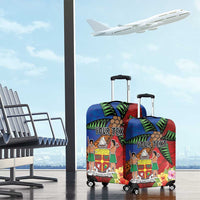 Personalised Fiji and Rotuma Together Luggage Cover Fjian Masi and Pacific Pattern Mix Culture
